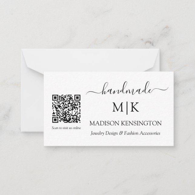 Handmade Monogram oder Add Logo Business QR Klein Mitteilungskarte (Vorderseite)