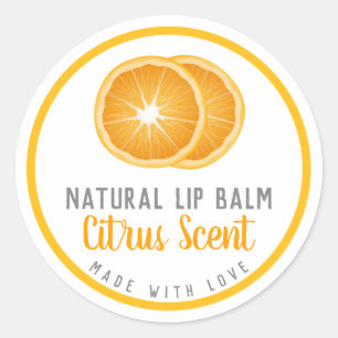 Handmade Orange Mandarine Citrus Lip Balm Labels Runder Aufkleber