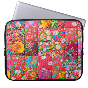Handmade patchwork quilt with floral pattern as ba laptopschutzhülle