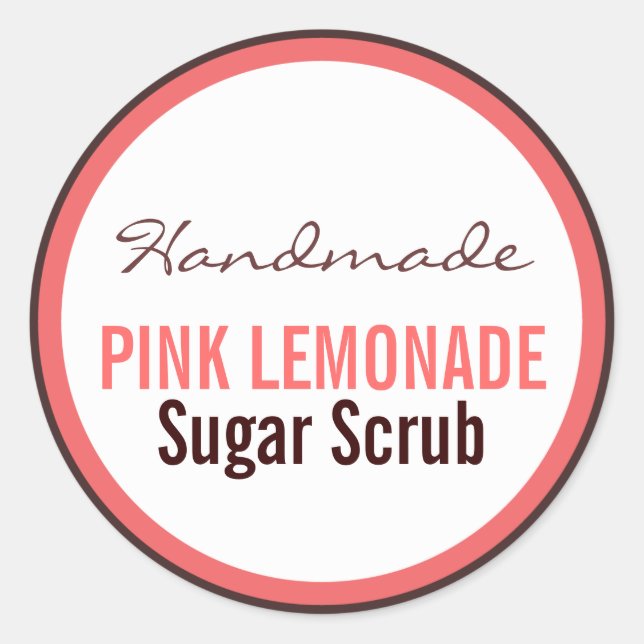 Handmade Pink Lemonade Sugar Scrub Runder Aufkleber (Vorderseite)