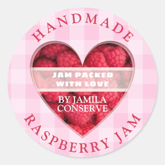 Handmade Raspberry Jam Runder Aufkleber (Vorderseite)