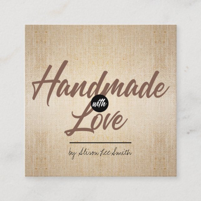 Handmade Rustic Kraft Quadratische Visitenkarte (Vorderseite)