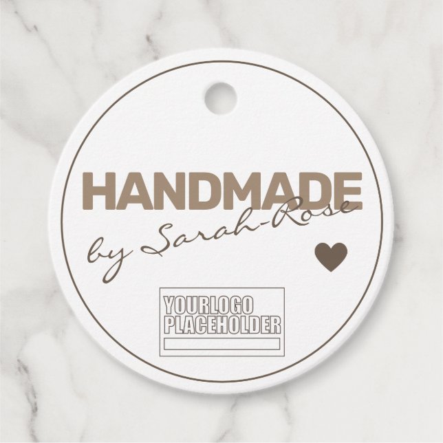 Handmade Rustic Natural Paper Simple Logo Template Geschenkanhänger (Vorderseite)