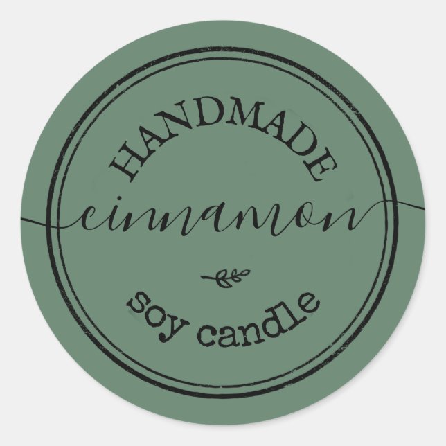 Handmade Script Black Border Product Label Runder Aufkleber (Vorderseite)