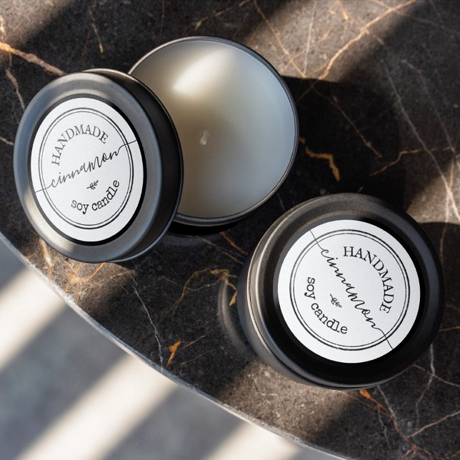 Handmade Script Black Border Product Label Runder Aufkleber (Von Creator hochgeladen)