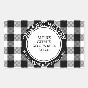 Handmade Soap B&W Lumberjack Kariertes Produktetik Rechteckiger Aufkleber