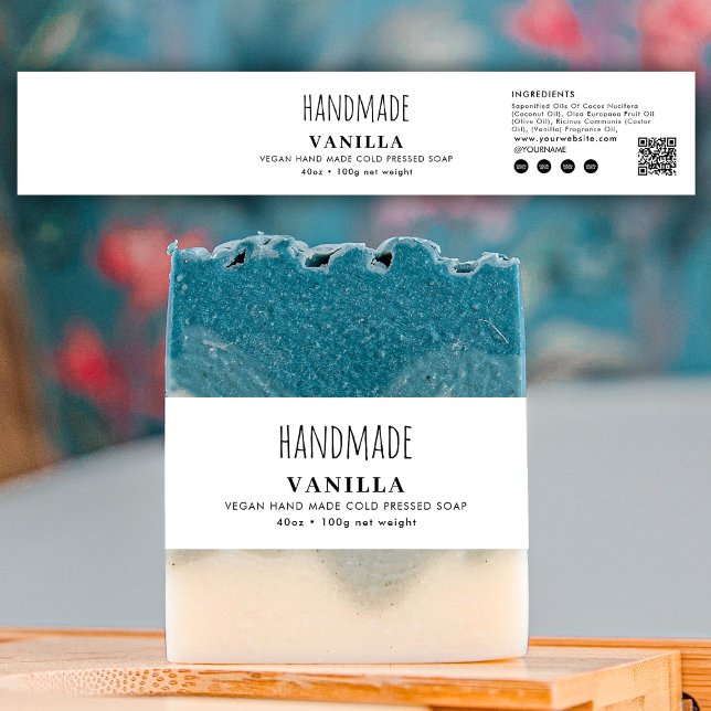 Handmade Soap Belly Band White Product Label Wrap (Handmade Soap Belly Band White Product Label Wrap)