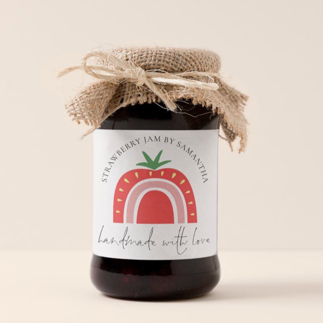 Handmade Strawberry Jam Rainbow Name Quadratischer Aufkleber (Von Creator hochgeladen)