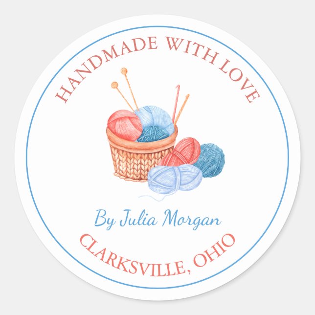 Handmade-Strick Runder Aufkleber (Vorderseite)