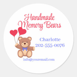 Handmade Teddy Memory Bären Business Runder Aufkleber