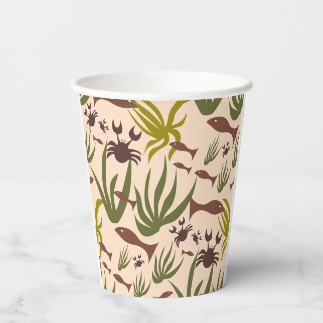 Handmade unique Sea Dream Fish and Crabs Cup Pappbecher (Rückseite)