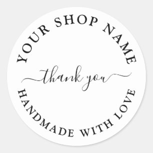 Handmade with Liebe Business Name Vielen Dank Runder Aufkleber
