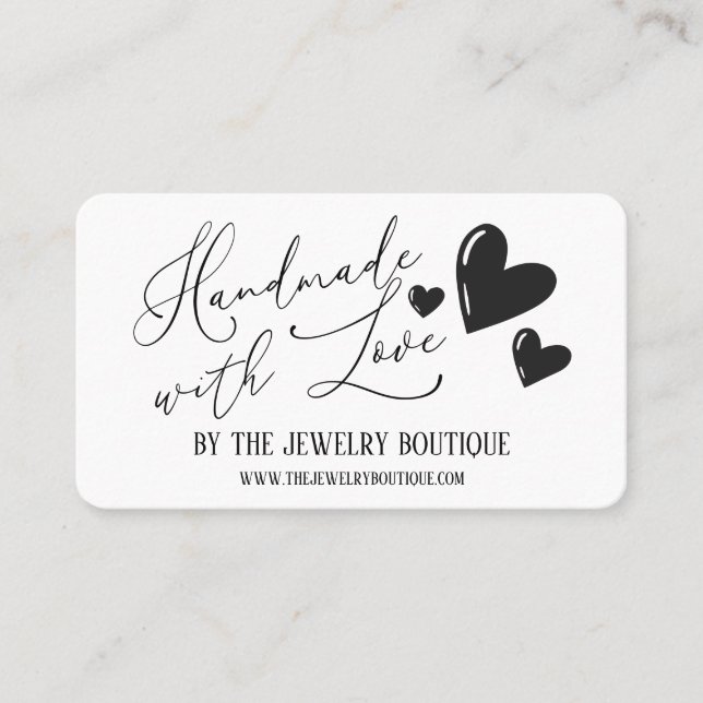 Handmade with Liebe Hearts Script Etsy Zuhause Cra Visitenkarte (Vorderseite)