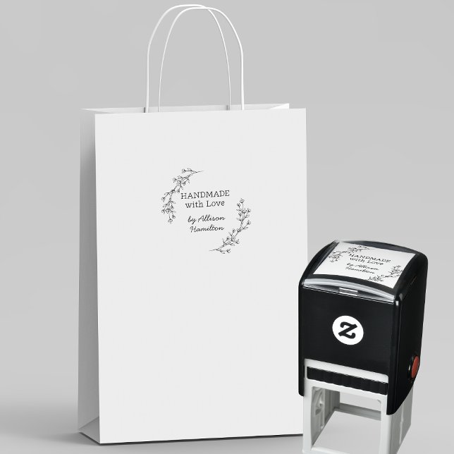 Handmade With Love Doodle Wreath Custom Name Permastempel (Von Creator hochgeladen)