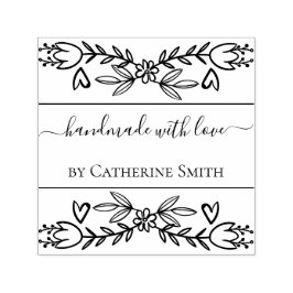 Handmade with Love flower Rubber Stamp Permastempel