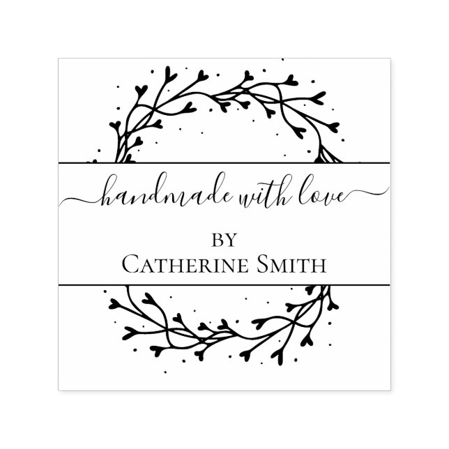 Handmade with Love flower Rubber Stamp Permastempel (Design)