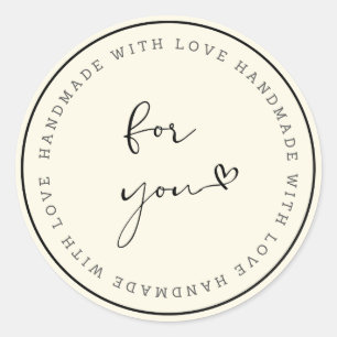Handmade With Love Kreisaufkleber Runder Aufkleber