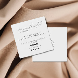 Handmade With Love Logo kleines Unternehmen Social Quadratische Visitenkarte