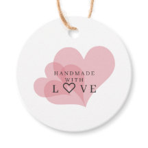 Handmade with Love Quote on Transparent Hearts