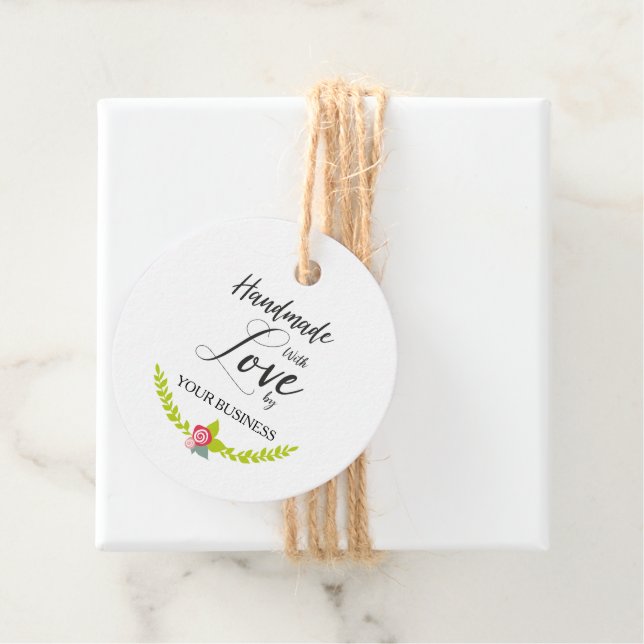 Handmade with Love Quote with Blumen Design Geschenkanhänger (Beispiel)