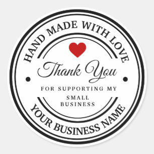 handmade with love   thank you  runder aufkleber