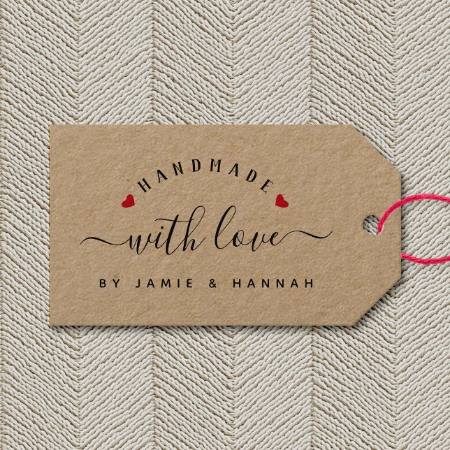 HANDMAL MIT LIEBE Custom Modern Script Kraft Geschenkanhänger (Von Creator hochgeladen)
