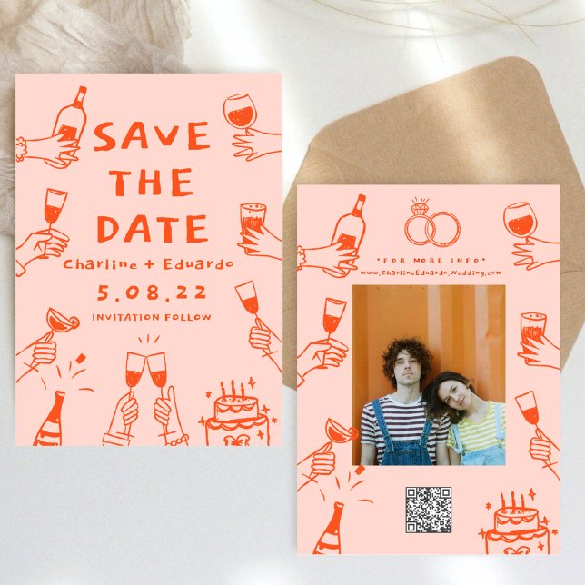 Handmalen von Funky Retro Contemporary Save The Date (Von Creator hochgeladen)