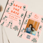 Handmalen von Funky Retro Contemporary Save The Date<br><div class="desc">Handmalen von Funky Retro Save the Date</div>