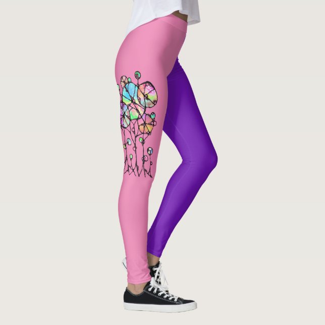 Handmalerei - Abstrakte Baumgruppe 3 + 4 Leggings (Rechts)