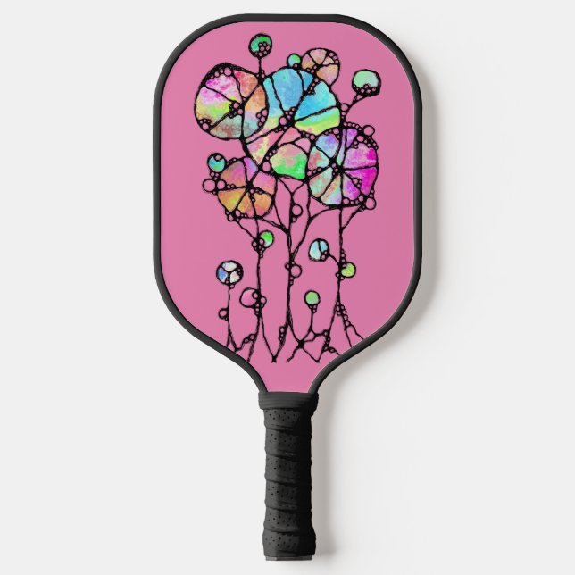 Handmalerei - Abstrakte Baumgruppe 3 Pickleball Schläger (Vorderseite)