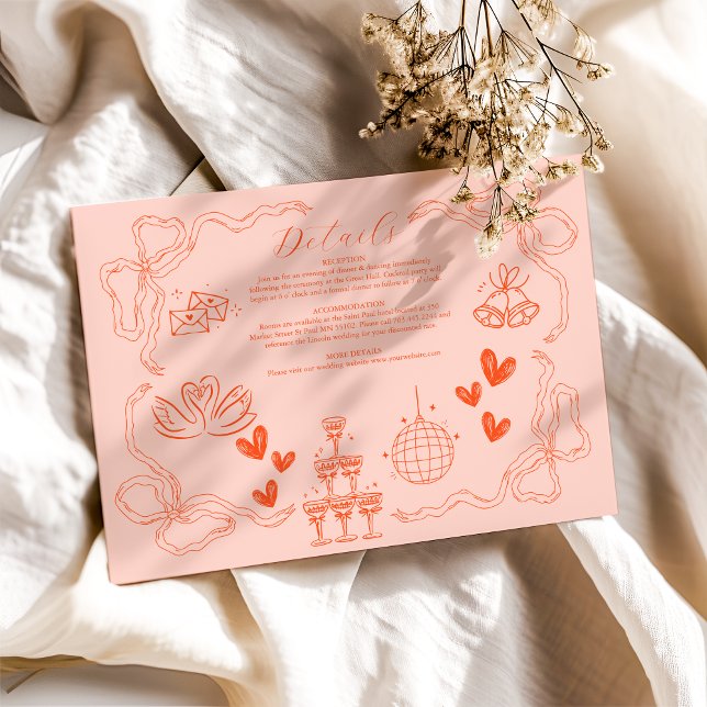 Handmalerei Retro Moderne Hochzeit Begleitkarte (Von Creator hochgeladen)