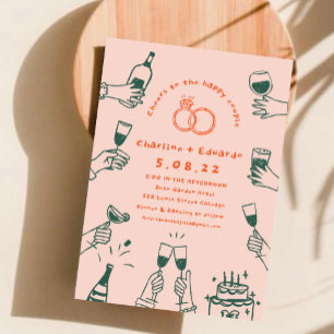 Handmalerei Retro Moderne Hochzeit Einladung