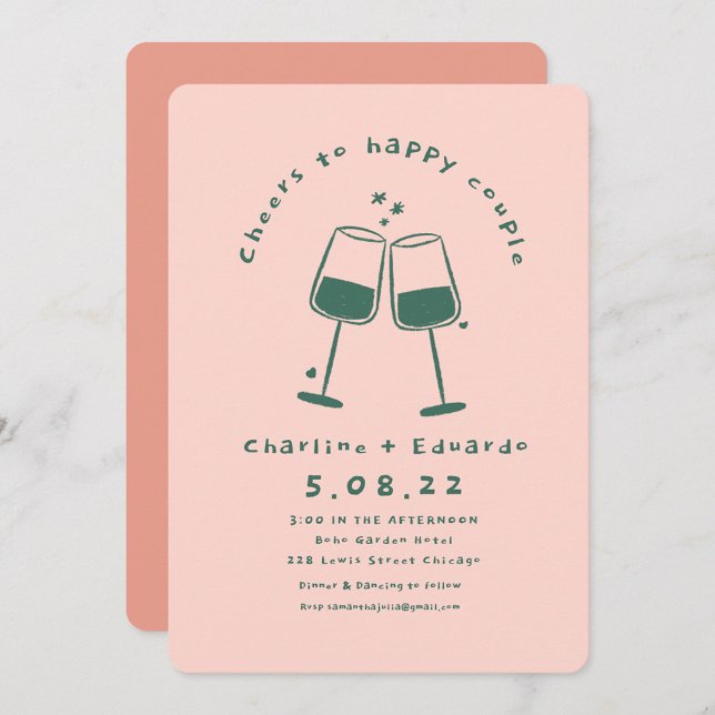 Handmalerei Retro Moderne Hochzeit Einladung (Von Creator hochgeladen)