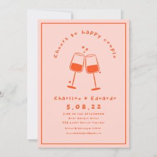 Handmalerei Retro Moderne Hochzeit Einladung