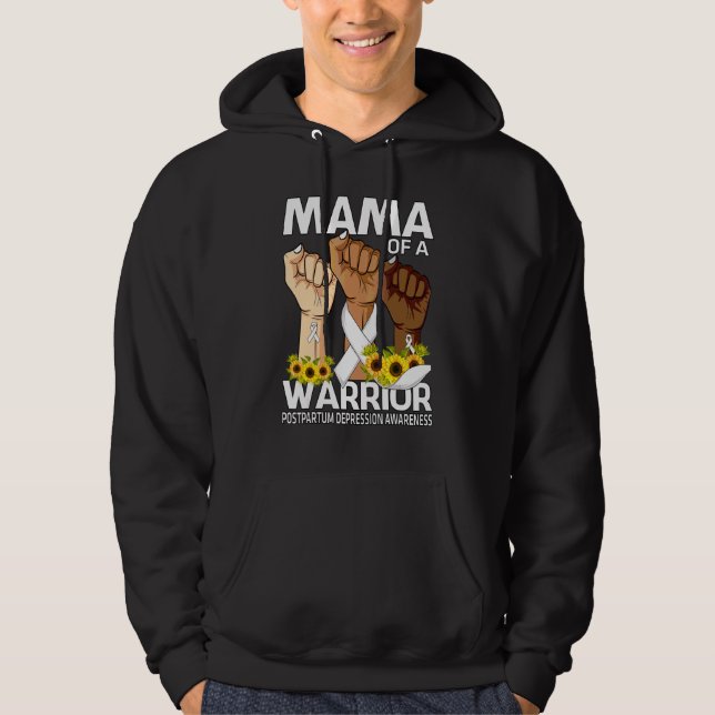Handmama eines Warrior Postpartum Depression Aware Hoodie (Vorderseite)