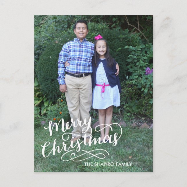 Handmit buchstaben gekennzeichnete Feiertags-Karte Feiertagspostkarte (Vorderseite)