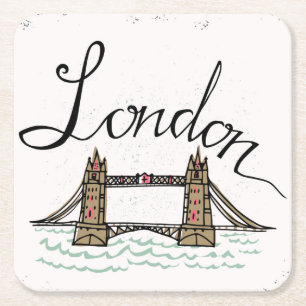 Handmit buchstaben gekennzeichnete London-Brücke Rechteckiger Pappuntersetzer