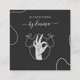 Handnadel und Thread-Logo Seamstress Maßgrau Quadratische Visitenkarte