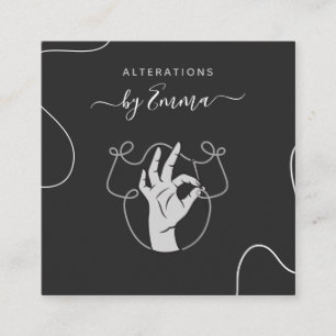 Handnadel und Thread-Logo Seamstress Maßgrau Quadratische Visitenkarte