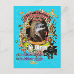 Handolphin Funny Dolphin Animal Composer Händel Postkarte