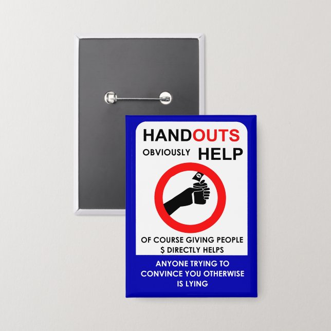 Handouts helfen offensichtlich button (Vorderseite/Rückseite)