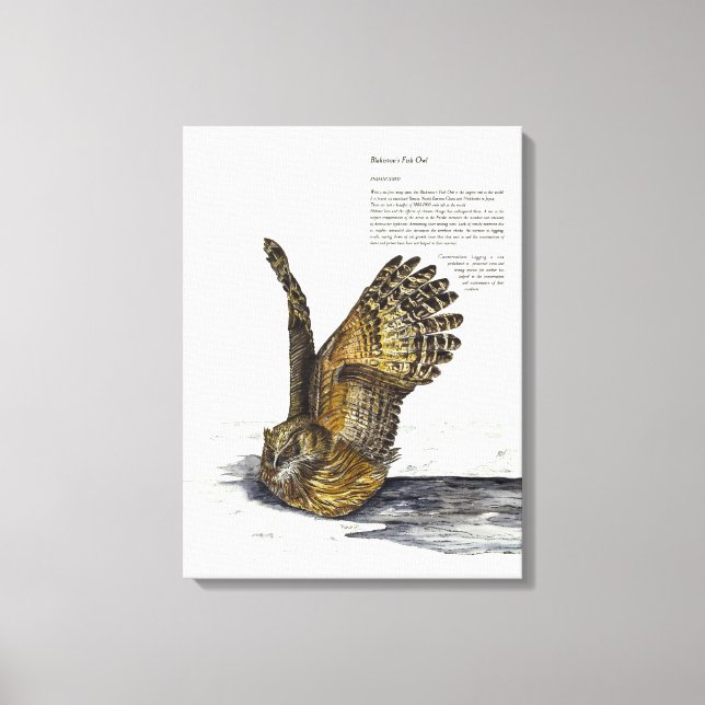 Handpaint gefährdete Owl Print-Leinwand Leinwanddruck (Vorderseite)