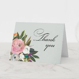 Handpainted Floral 100th Birthday Party   Dankeskarte