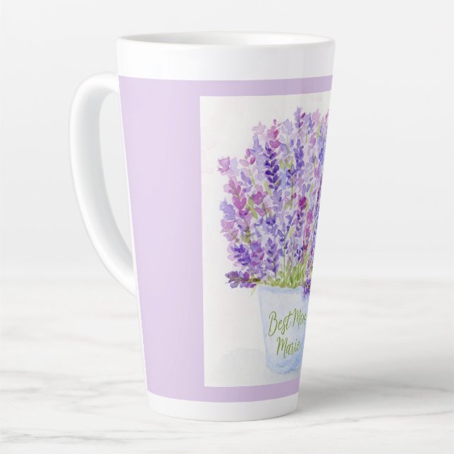 Handpainted Loose Watercolor Lavender Floral MOM Milchtasse (Linke Ecke)