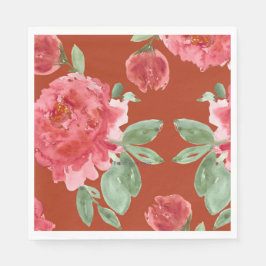 Handpainted Red Roses Holiday Luncheon Serviette