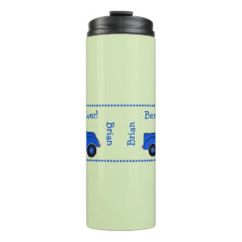 Handpainted Vintage Blue Truck NAME Dad Birthday Thermosbecher