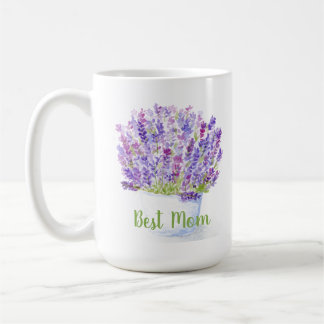 Handpainted Watercolor Lavender Floral BEST MOM Kaffeetasse