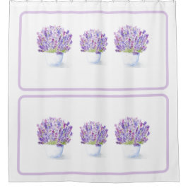 Handpainted Watercolor Lavender Floral Duschvorhang