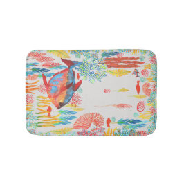 Handpainted watercolor marine biology ocean fish badematte