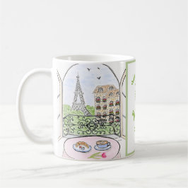 Handpainted Whimsical Paris Drawing PERSONALIZE Kaffeetasse